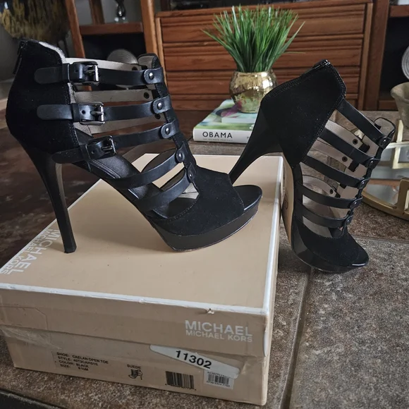 Michael Kors Elegant Black Strappy Heels - Picture 1 of 5